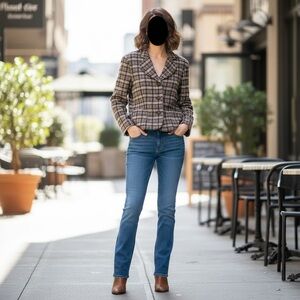 Pendleton Women's Vintage Brown Check Wool Blazer Size 12